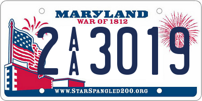 MD license plate 2AA3019