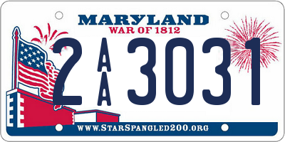 MD license plate 2AA3031