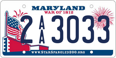 MD license plate 2AA3033