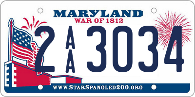 MD license plate 2AA3034