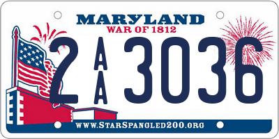 MD license plate 2AA3036