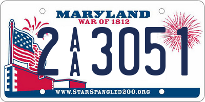 MD license plate 2AA3051