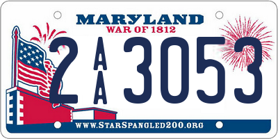 MD license plate 2AA3053