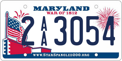 MD license plate 2AA3054