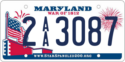 MD license plate 2AA3087