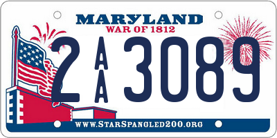 MD license plate 2AA3089