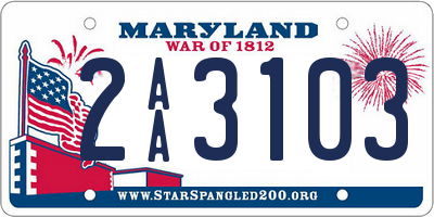 MD license plate 2AA3103