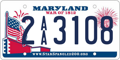 MD license plate 2AA3108