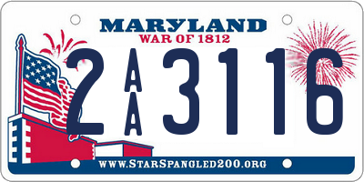 MD license plate 2AA3116