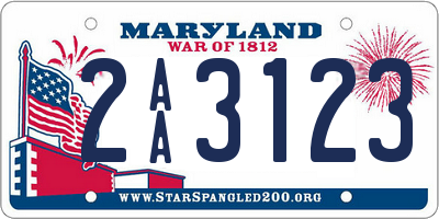 MD license plate 2AA3123