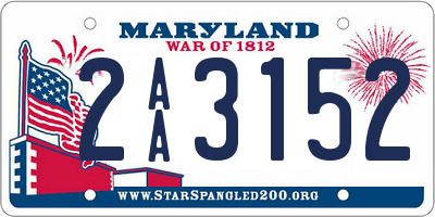 MD license plate 2AA3152