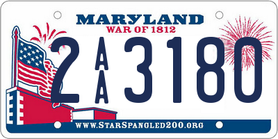 MD license plate 2AA3180