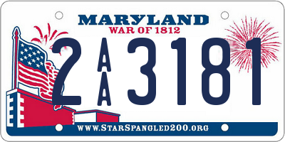 MD license plate 2AA3181