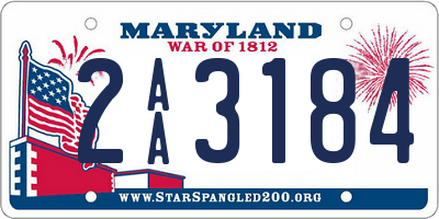 MD license plate 2AA3184