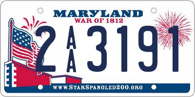 MD license plate 2AA3191