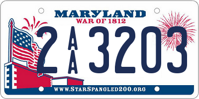 MD license plate 2AA3203