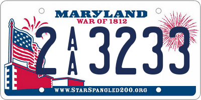 MD license plate 2AA3233