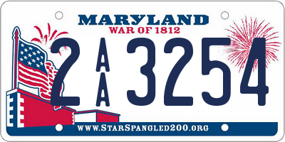 MD license plate 2AA3254
