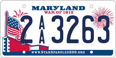 MD license plate 2AA3263