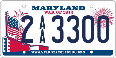 MD license plate 2AA3300