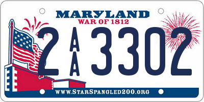 MD license plate 2AA3302