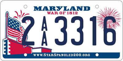 MD license plate 2AA3316