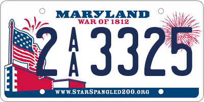 MD license plate 2AA3325