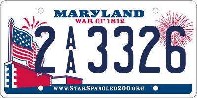 MD license plate 2AA3326