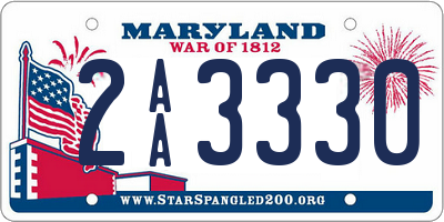 MD license plate 2AA3330