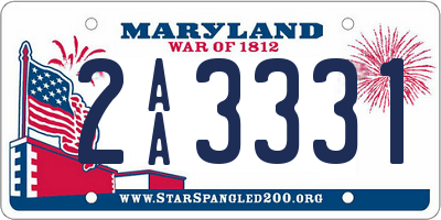 MD license plate 2AA3331