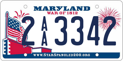 MD license plate 2AA3342