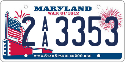 MD license plate 2AA3353