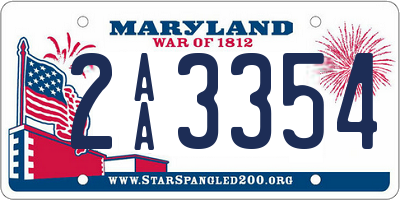 MD license plate 2AA3354