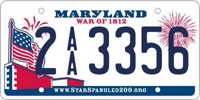 MD license plate 2AA3356