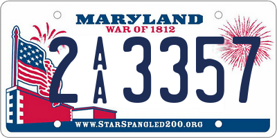 MD license plate 2AA3357