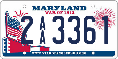 MD license plate 2AA3361