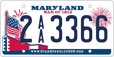 MD license plate 2AA3366