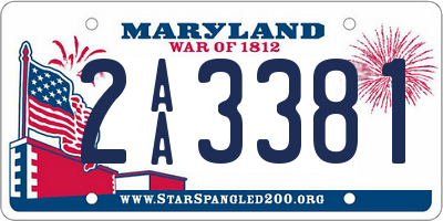 MD license plate 2AA3381