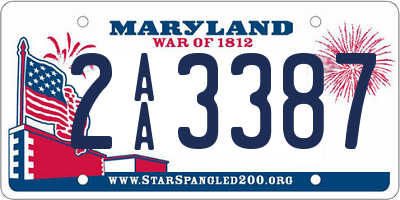 MD license plate 2AA3387