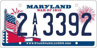 MD license plate 2AA3392