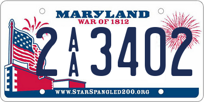 MD license plate 2AA3402