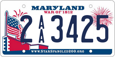 MD license plate 2AA3425