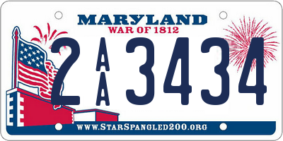 MD license plate 2AA3434