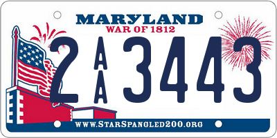 MD license plate 2AA3443