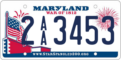 MD license plate 2AA3453
