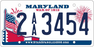 MD license plate 2AA3454