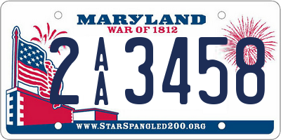 MD license plate 2AA3458