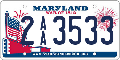 MD license plate 2AA3533