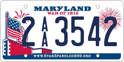 MD license plate 2AA3542