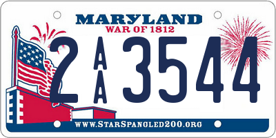 MD license plate 2AA3544